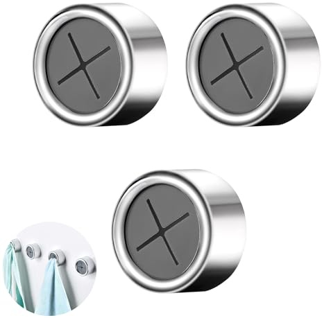 LeeQunQ 3 Pieces Tea Towel Holders for Kitchens, Tea Towel Hooks, Premium Adhesive Round Towel Holder, for Bathroom, Kitchen and Home, No Drilling Required