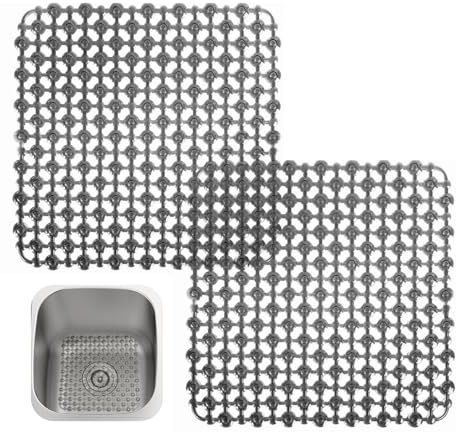 GEXINKEJI 2 da Confezione Tappetini per Lavello da Cucina Tappetino Cucina Autotaglianti Tappetini di Scarico Tagliabili con Ventose Regolabili Adatti per Piatti Bicchieri e Lavelli in Acciaio