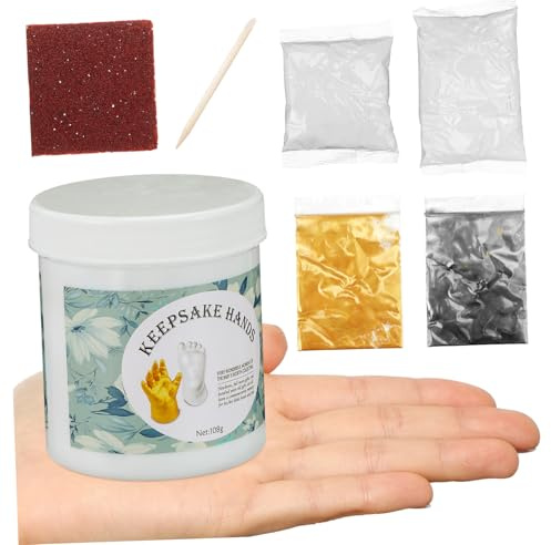 SKISUNO Kit de Moldeo a Mano para Recuerdo de Ñiño Yeso Seguro para Recién Nacidos Molde 3D de Manos y Pies Material No Tóxico Obsequio Especial para Shower y Primera Infancia