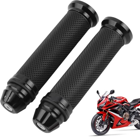 MUNZE Manopole Moto, 1 Paio Universali 22/24Mm Antiscivolo Per Scooter E Ciclomotori (Nero)
