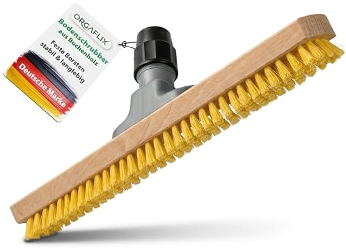 ORGAFLIX Profi Schrubber ohne Stiel 40 cm, hitzebeständige Borsten bis 90°C, für effektive Reinigung im Haus, Terrasse, Balkon und Garten, Bodenschrubber