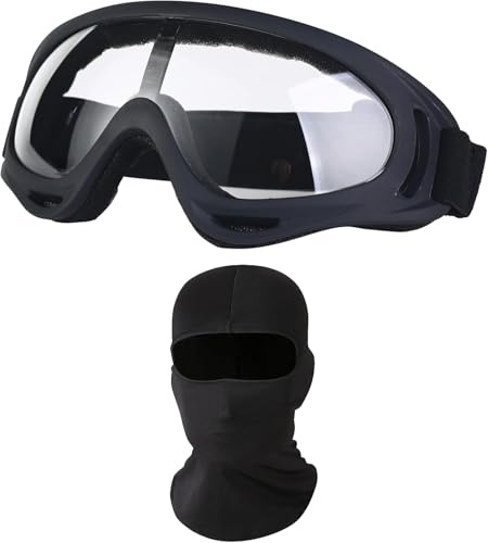 Gafas de Seguridad, Transparentes Gafas Protectoras, Gafas de Protección con Pasamontañas, Gafas Proteccion Trabajo Balaclava, Gafas Seguridad Trabajo Máscara de Pasamontañas para Ciclismo, Esquí