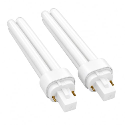 Pluvikon 2 Pack G24D-2 2 Pin 18W PLC Plug in Fluorescent Tube, Warm White 2700K Glass Light Bulb, Old Style Replacement Lamp for Bathroom, Corridor, Kitchen, Bedroom and Indoor Lighting Fittings