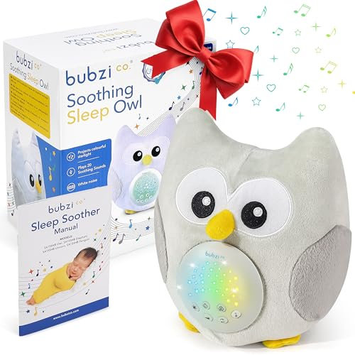 Bubzi Co Baby Sound Machine, Portable Owl Soother & Baby Night Light Projector, Comforting Electronic Infant Toddler Sleep Aid & Shush with White Noise