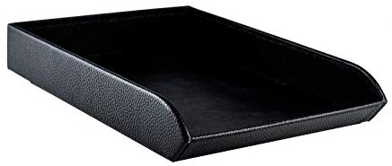 DELMON VARONE - Briefablage DIN A4 aus Premium Leder Soft Grain schwarz, Schreibtisch Organizer als Ablage für Dokumente, Briefe, Akten und Zeitungen, Klassischer Briefkorb in Echtleder für Büro