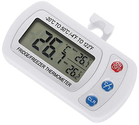 Digital Freezer/Fridge Thermometer Waterproof with Adjustable Stand/Hanger,Easy to Read LCD Display for Home Restaurants Kitchen,Min/Max Record