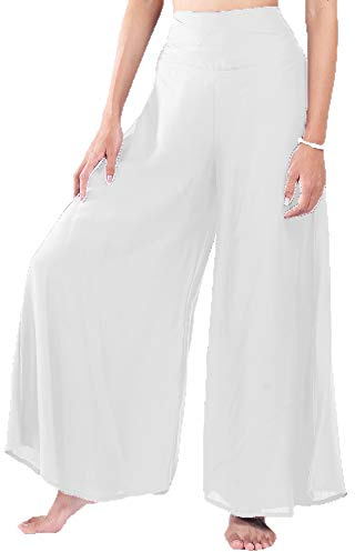Lofbaz dam breda ben palazzobyxor yoga salong hippie haremsbyxor byxor, Fast vit, S