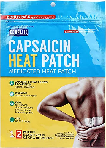 Coralite Capsaicin Patch –Pain Relieving Patch for Muscle Pain Relief, Back Pain, Muscle Soreness and Joint Pain for Larger Areas (pack of 12)