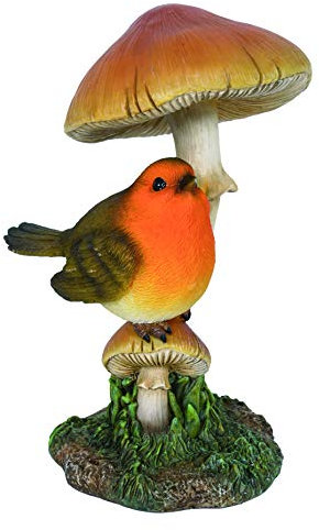 Vivid Arts - Brown and Red Robin on Toadstool Home or Garden Decoration (BG-RB03-F)