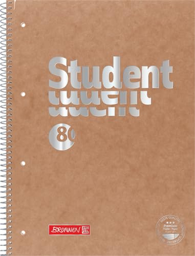BRUNNEN Collegeblock Premium Student FACT!plus | A4, Lineatur 27, 80 Blatt, braun
