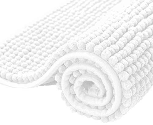subrtex Tappeto Bagno Antiscivolo, Tappeti Bagno Moderni, Tappetino Terra in Microfibra Ciniglia Morbido(40×60cm, Bianco)