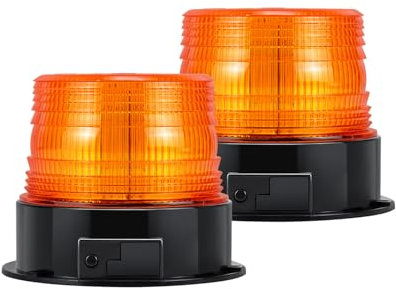 Dinfu 2x Gyrophare LED Sans Fil Rechargeable 12V-24V orange lumière stroboscopique feux clignotant magnetique d'urgence signalement lumières pour voiture auto véhicule tracteur SUV