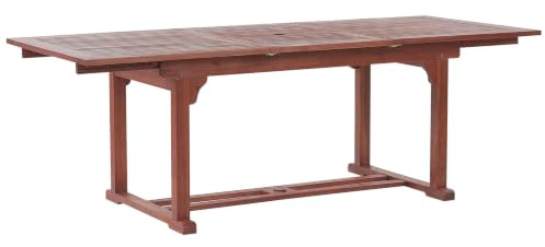 Beliani Gartentisch Akazienholz Dunkelbraun ausziehbar rechteckig 160/220x90 cm mit Schirmloch Toscana
