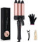 3 Tubi Ferro Arricciacapelli Professionale 25mm Piastra Onde per Capelli Piastra Capelli Onde Beach Waves in Ceramica con Riscaldamento Rapido e 100°C - 230°C Temperatura Regolabile