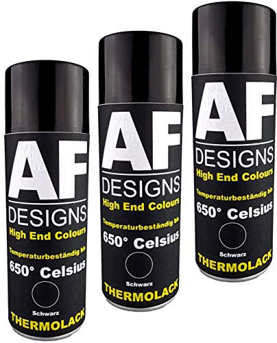 Alex Flittner Designs - Lot de 3 bombes aérosols de peinture thermique - Résistante à une température de 650 °C - Noir - 400 ml - Pour four, moteur, échappement - Protège contre la rouille