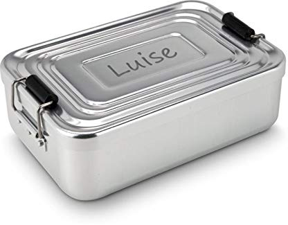 polar-effekt Lunchbox mit Gravur personalisiert in Silber matt - Auslaufsichere Aluminium Brotdose mit herausnehmbarer Trennwand - Geschenk-Idee für Kinder, Schule, Kindergarten