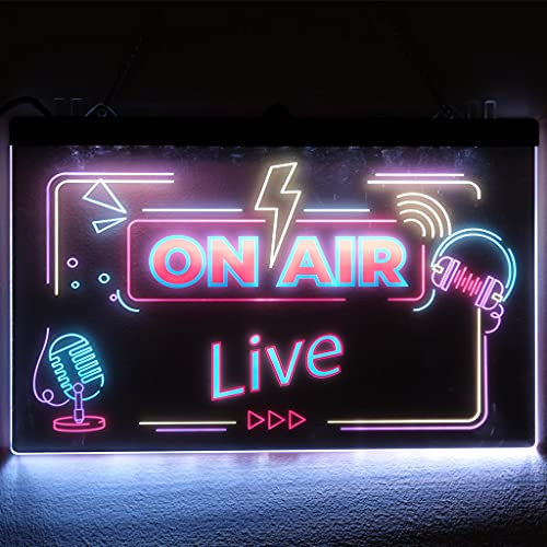 Insegna Luminosa LED Multicolore ‘ON AIR’ – Pannello Decorativo da Appendere per Studio, Streaming, Bar – Alimentazione USB – Design Moderno (DA PARETE)