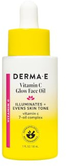 Derma E Vitamin C Glow Face Oil, 1 Fl Oz, Nourishes, Brightens and Illuminates for Radiant Skin, Moisturizing Vitamin C Oil with Turmeric, Seabuckthorn and Red Raspberry