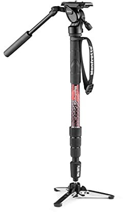 Manfrotto Element MII Video Kit Aluminium-Fluid-Einbeinstativ mit Kopf, schlank und leicht, bis zu 4 kg belastbar, klappbare Fluidbasis, 4 Sektionen, Drehverschlüsse, für spiegellose und DSLR-Kameras, MVMELMIIA4LIVE