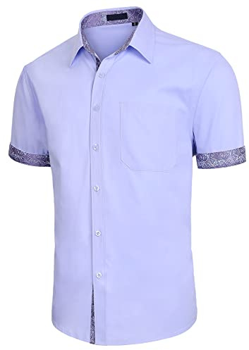 Enlision Chemises pour Hommes Habillées Manches Courtes Chemise Casual Regular Fit Chemises Formal Business Chemise