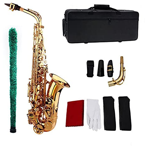Btuty Sassofono Sax Mib Alto E piatto in ottone intagliato modello su superficie bocchino in plastica squisito con guanti panno di pulizia spazzole cinghie