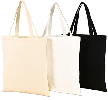 CINGHIA Tote Bag Tela,Borsa in Cotone,3 Pezzi Borsa in Tessuto,34x40cm Pieghevole e Riutilizzabile Borsa Shopper Tela per DIY Pittura,Shopping Lavoro