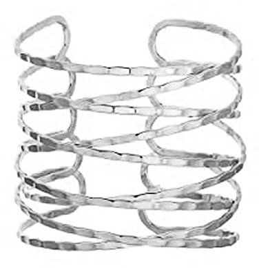 Verstellbares Breites Armband Für Damen, Übertriebene Geometrie, Mehrzeiliges Kreuz, Breiter Ausschnitt, Punk-Armreif, Handgelenkschmuck Für Frauen, Minimalistischer Großer Offener Armreif, Weiß