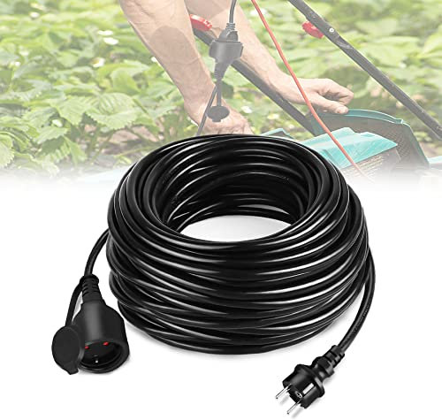 Froadp 30m Verlängerungskabel 230V Verlängerung Stromkabel mit Euro-Stecker und Schutzkappe IP44 Baustellenkabel Outdoor Kabelverlängerungen für Innenbereich und Außenbereich (Schwarz)