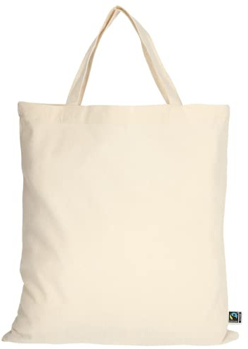 TEXXILLA 10er | 100er | 250er Pack Fairtrade Baumwolltasche - 14 Farben | mit Zwei kurzen Henkeln | 38x42cm | Jutebeutel | Einkaufstasche | unbedruckt, Farbe:Natur, Menge:100