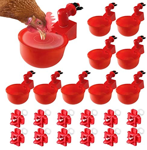 Automatische Hühner-Wasserbecher 2/5/12 Stück DIY Hühnertränke Becher Kit Geflügel Huhn Wasserschale für Tauben Henne Truthahn Gänse Ente Wachteln Truthahn