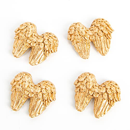 Logbuch-Verlag Engelsflügel Streudeko Gold – 4er Set kleine Schutzengel-Flügel aus Polyresin – 3 cm – Glitzernde Mini-Deko zu Weihnachten & als Geschenkidee