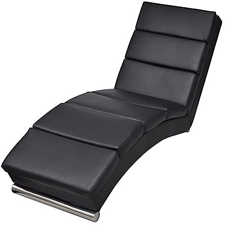 JUNZAI Chaiselongue, Recamiere Mit Schlaffunktion, Schlafsofa, Schlafsessel, Relaxsofa, Schwarz Kunstleder