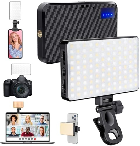 MACTREM 168 LED Selfie Light for iPhone,Portable Phone Light Clip, 3000Mah 3 Modes Rechargeable Alix Earle Lighting for Video Recording,for iPhone,Camera,Laptop,iPad,Video Conference,TikTok,Makeup