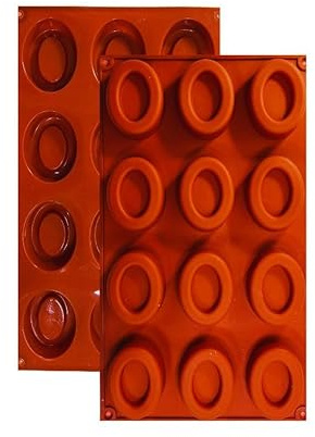 Moule en Silicone, 1 Moule Savarin avec Revêtement Antiadhésif, Mini Moule en Silicone Pâtisserie pour Muffins, Brownies, Gâteaux, Pudding, Glaçons, Gelée, Quiches (29,5 x 17 cm) – 12 cavités