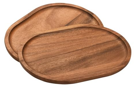 Kalmar Home Lot de 2 assiettes ovales en bois d'acacia 20,3 x 27,9 cm