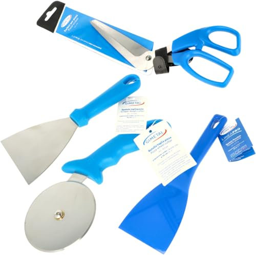 MIGASE Pizza Set - Flexibler Teigspachtel, Pizzaschere & Pizzaschneider aus Edelstahl