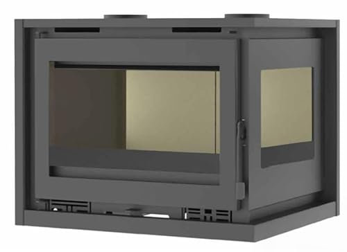 BRICOSOL Insertable de Leña de 70 cm a 2 Caras Rincón Derecha con Turbinas FM Modelo IT-172 D