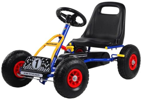 KETTLER Kettcar Retro I Tretauto mit Luftreifen I für Kinder ab 3 Jahren I Retro-Design I Handbremse (Blau)