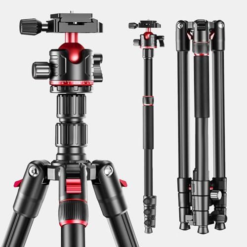 ZOMEi Trípode de cámara profesional de aluminio con cabeza esférica de 173 cm, monopié de viaje al aire libre con bolsa de transporte, soporte para teléfono, compatible con prismáticos DSLR y
