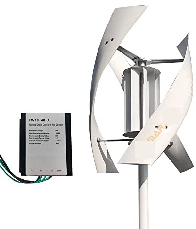 Wind Generator 2000w Wind Turbine Generator 48v Alternative Energy Generator 220v AC Output Household Complete Kit with Controller Inverter with Higher Power Generation(Hybrid Control,White_48V_2000W