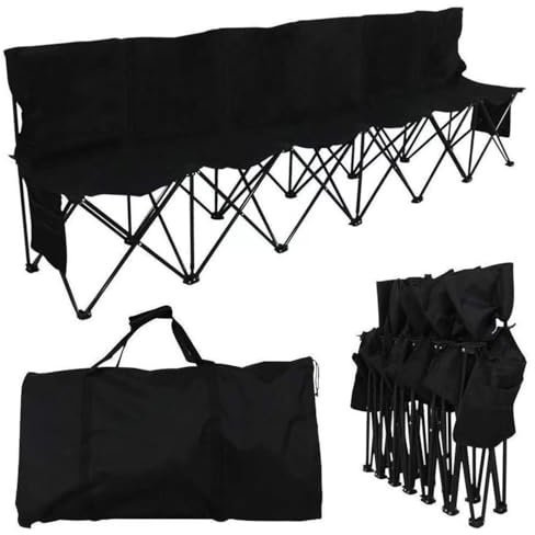 Banc de sport pliable portable 6 places avec dossiers de siège et sac de transport étanche et pliable pour le camping, le football