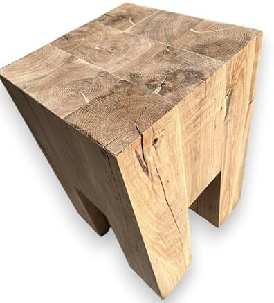 Eichenhocker, Holzstuhl aus Eiche, Hocker aus Eiche, Stuhl aus massiver Eiche, Schemel (25x25x40cm, Eiche natur)