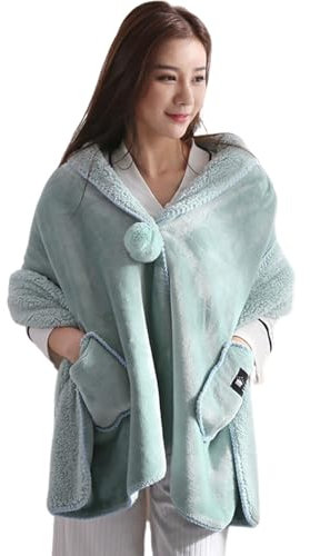 SUIOPPYUW Bleiben Sie warm und modisch mit einem Wollschal mit Taschen, der zu jeder Jahreszeit gestapelt Werden kann. Polyester Wollschal für Damen, Grün