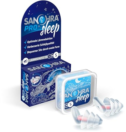 SANOHRA pro sleep öronproppar storlek S – för barn och små hörselgångar – säker för personer som sover på sida, filter mot buller (24 dB), återanvändbara, tillverkade i Tyskland