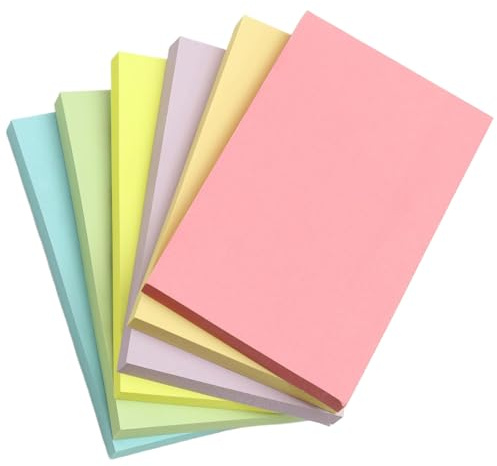 6 Blöcke Große Haftnotizen, 75 x 100 mm, 600 Blatt Bunte Sticky Notes, Selbstklebende blöcke, Bunt Haftnotizen Haftnotizzettel Notizblock Klebezettel für Erinnerung, Checkliste oder To-Do-Liste