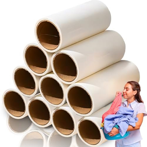 Retoo Juego de 600 rollos de pelusa, 10 x 60 hojas, rodillos de repuesto para pelo de animales, pelo de gato y perro, rodillo de pelusa, quitapelusas portátil extrapegajoso