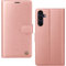 AIMOYU for Samsung Galaxy S25 5G Case, Flip Wallet Leather Phone Case with [4 Card Slots] [Kickstand] [RFID Blocking] Magnetic Protective Shockproof Cover for Samsung S25 Phone Case - Pink