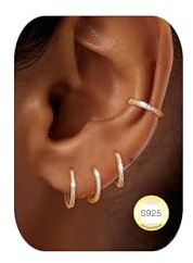 BVLAGIDA 4 Paia Orecchini Cerchio Argento 925 per Donna Set Orecchini Cerchio Piccoli Ipoallergenico Orecchini da Donna in Oro 6/8/10/12MM
