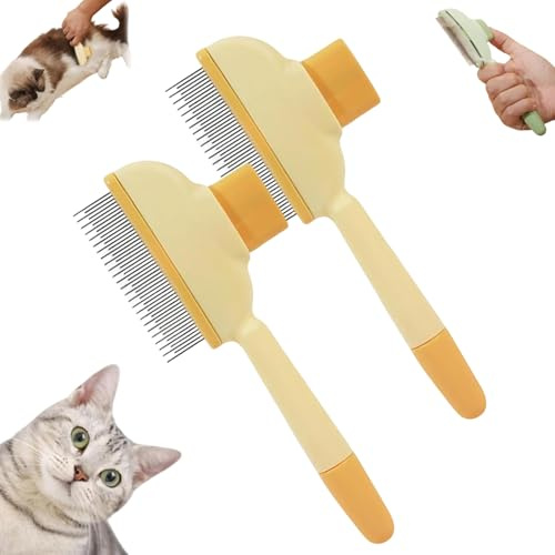 2pcs fellblitz bürste,fellblitzbürste,selbstreinigender flohkamm für haustiere,selbstreinigender flohkamm und fellpflegebürste für haustiere,selbstreinigende haarbürste,flohkamm hunde,katzenkamm