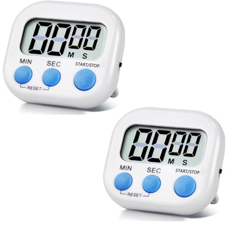 2 Pack Timer Digital - Kitchen Timer Clock with Magnetic Back for Cooking Minute Seconds Count Up Countdown, Minute Cooking Timer Alarm Clock for Classroom Gym Study Teeth Cleaning